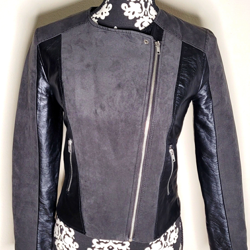 H&M Divided Black Vegan Faux Leather Jacket Size 6